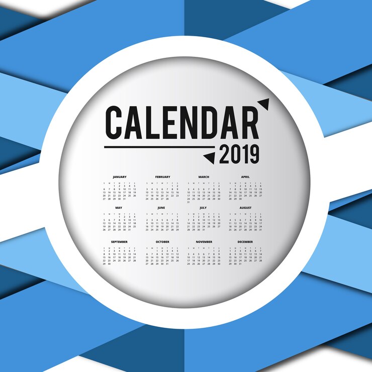 Vettore gratuito disegno del calendario colorato vettoriale 2019