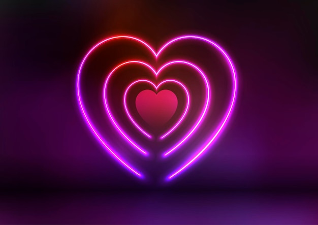 disegno del cuore al neon