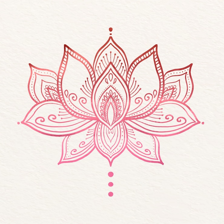 Vettore gratuito disegno del fiore di loto della mandala dell'acquerello