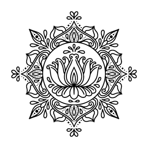 Disegno del fiore di loto della mandala dell'acquerello