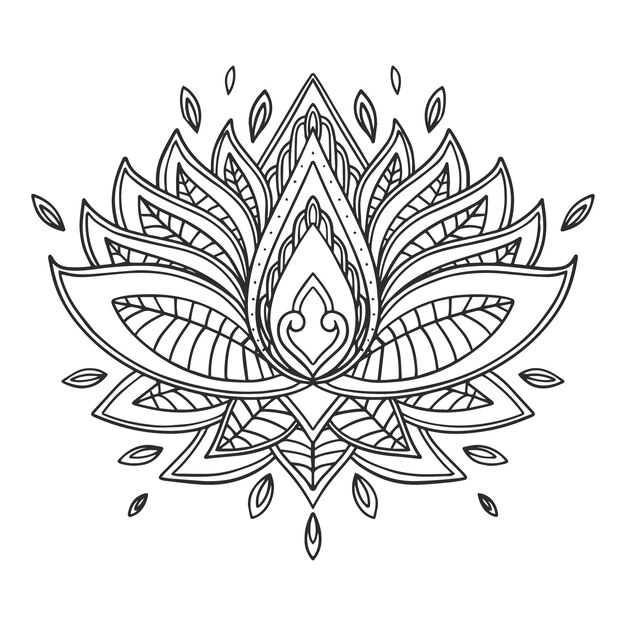 Disegno del fiore di loto mandala disegnato a mano