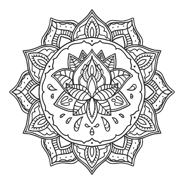 Disegno del fiore di loto mandala disegnato a mano