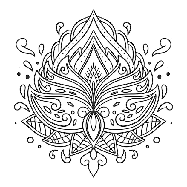 Disegno del fiore di loto mandala disegnato a mano