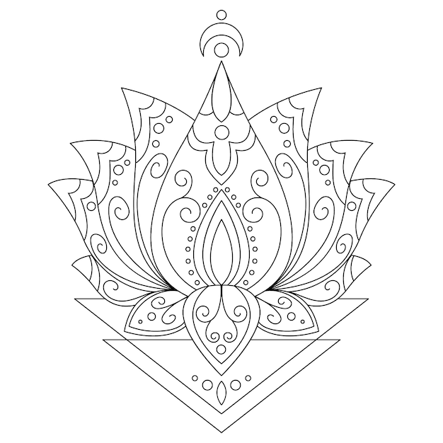 Disegno del fiore di loto mandala disegnato a mano