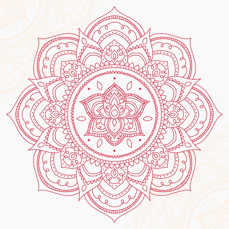 Vettore gratuito disegno del fiore di loto mandala disegnato a mano