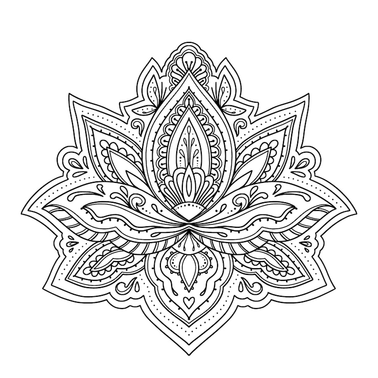Vettore gratuito disegno del fiore di loto mandala disegnato a mano