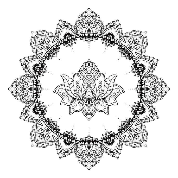 Vettore gratuito disegno del fiore di loto mandala disegnato a mano