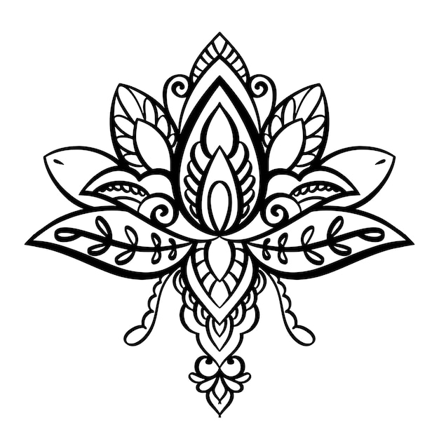 Disegno del fiore di loto mandala disegnato a mano