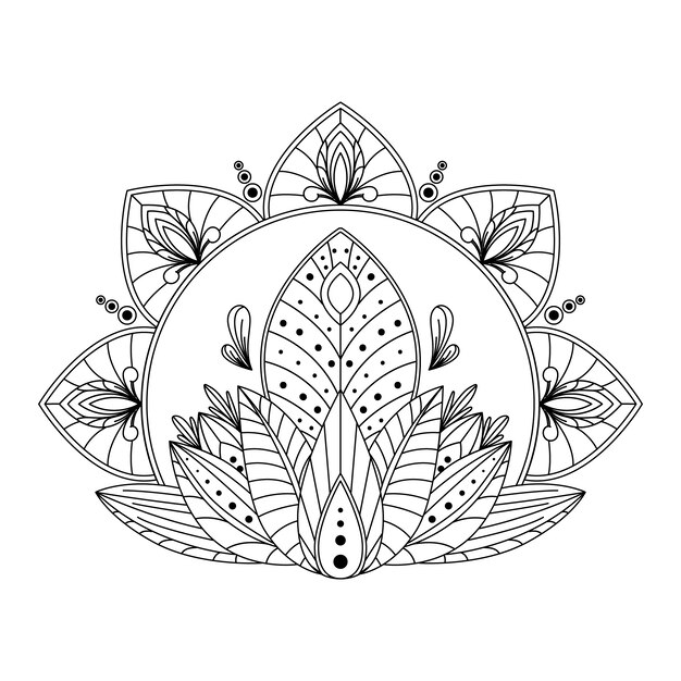 Disegno del fiore di loto mandala disegnato a mano