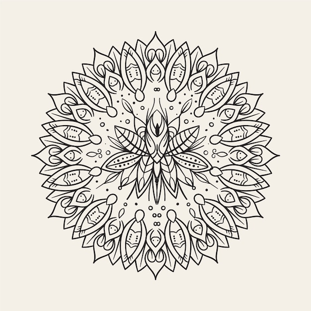 Disegno del fiore di loto mandala disegnato a mano