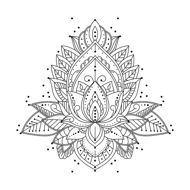 Disegno del fiore di loto mandala disegnato a mano