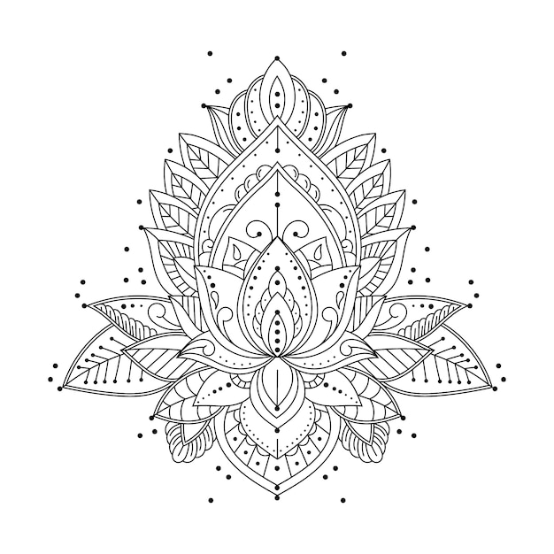 Disegno del fiore di loto mandala disegnato a mano