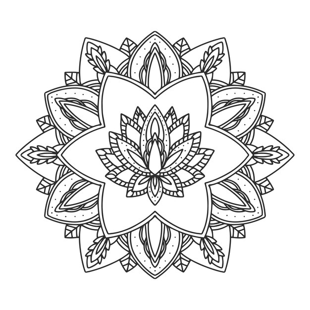 Disegno del fiore di loto mandala disegnato a mano