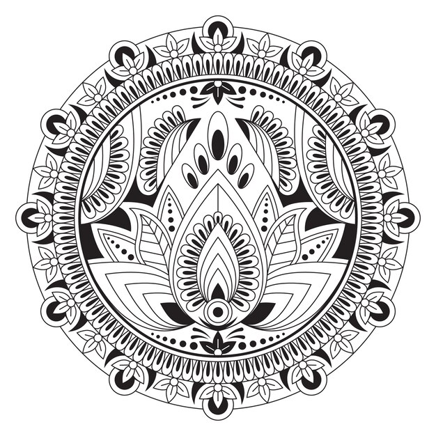 Disegno del fiore di loto mandala disegnato a mano