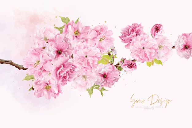 disegno del fondo del fiore di ciliegio rosa dell'acquerello