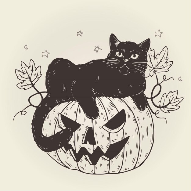 Disegno del gatto di Halloween