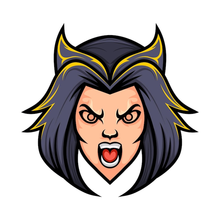 Vettore gratuito disegno del logo della mascotte della donna arrabbiata