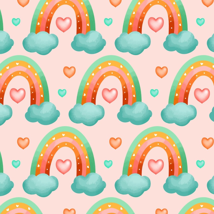 Vettore gratuito disegno del modello arcobaleno acquerello dipinto a mano