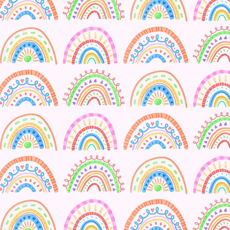 Vettore gratuito disegno del modello arcobaleno acquerello dipinto a mano