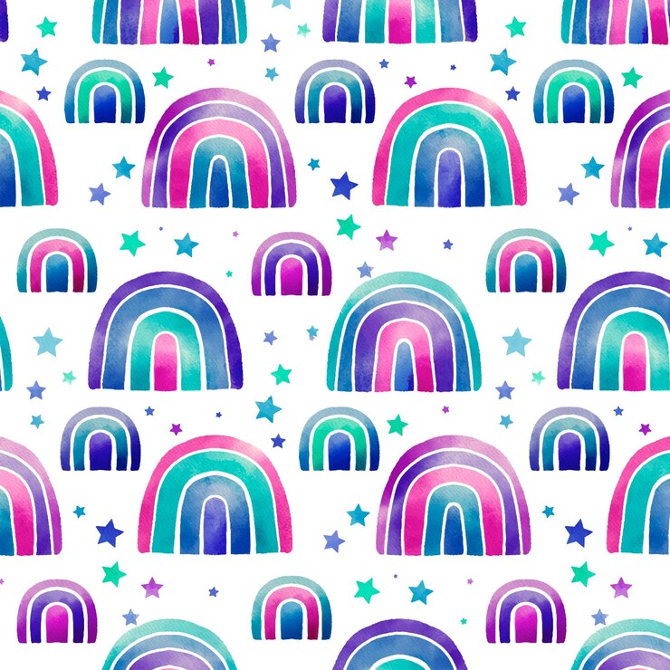 Vettore gratuito disegno del modello arcobaleno acquerello dipinto a mano