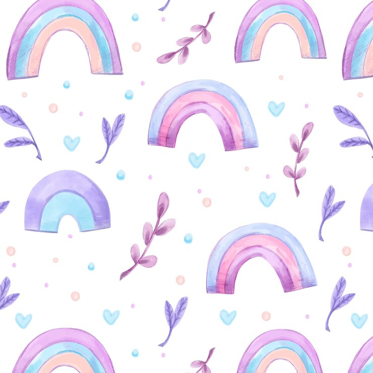 Vettore gratuito disegno del modello arcobaleno acquerello dipinto a mano