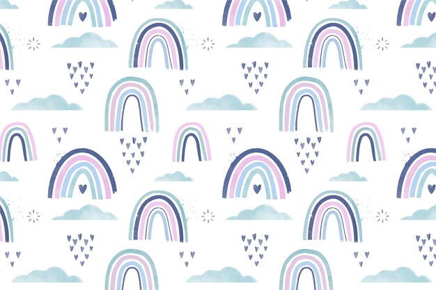 Disegno del modello arcobaleno acquerello dipinto a mano