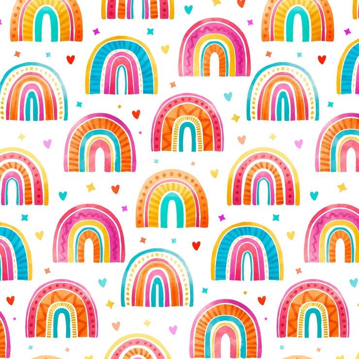 Vettore gratuito disegno del modello arcobaleno acquerello dipinto a mano