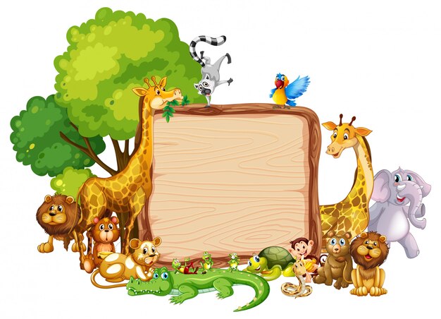 Disegno del modello del bordo con simpatici animali