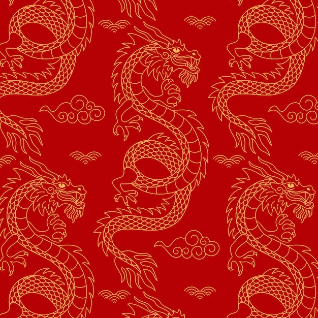 Disegno del modello del drago cinese disegnato a mano