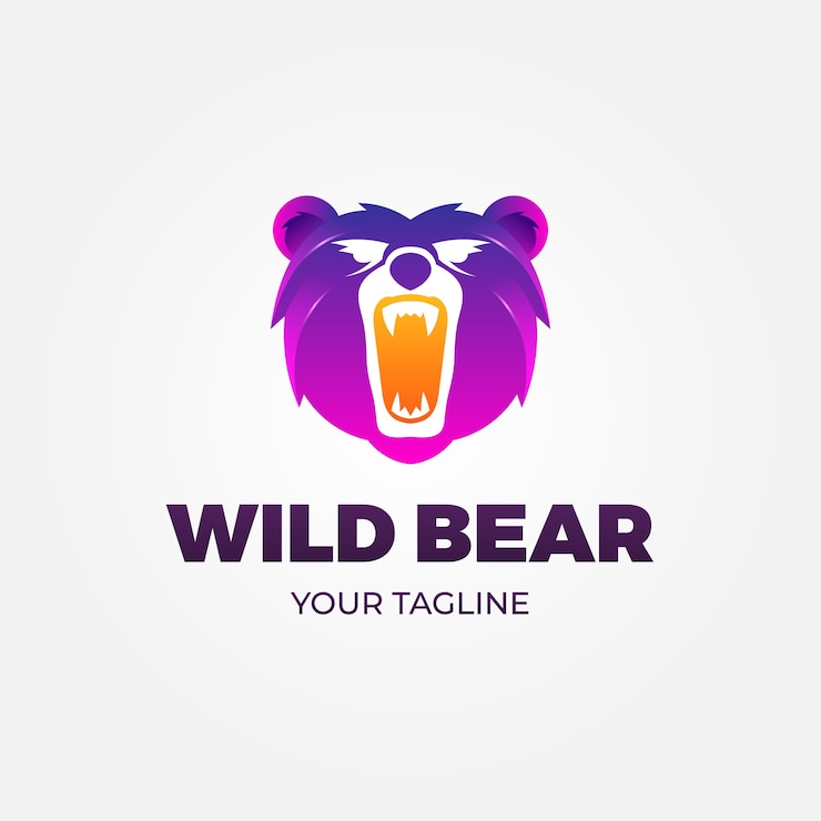 Vettore gratuito disegno del modello del logo dell'orso