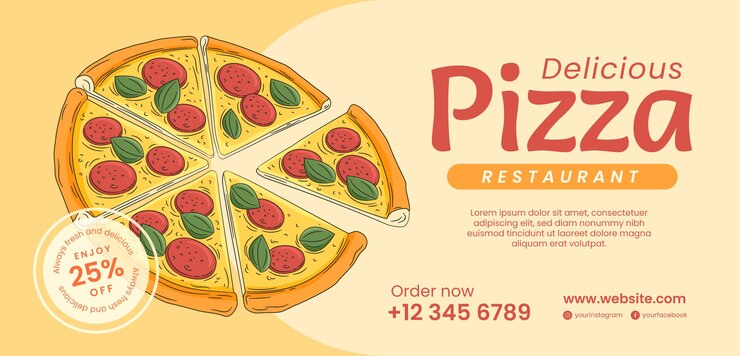 Vettore gratuito disegno del modello del ristorante pizzeria