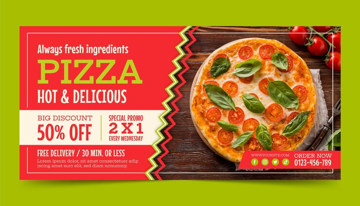 Vettore gratuito disegno del modello del ristorante pizzeria
