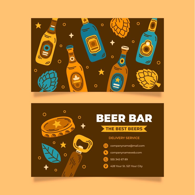 Vettore gratuito disegno del modello della barra della birra disegnato a mano