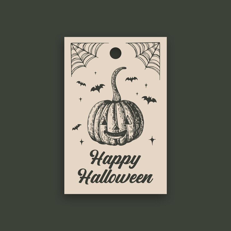 Vettore gratuito disegno del modello della targhetta regalo di halloween
