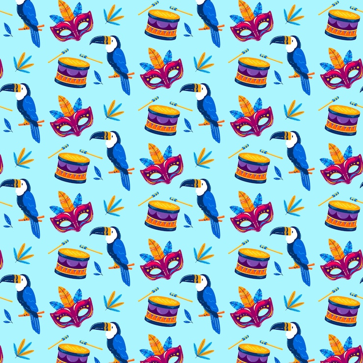 Vettore gratuito disegno del modello di carnevale brasiliano piatto