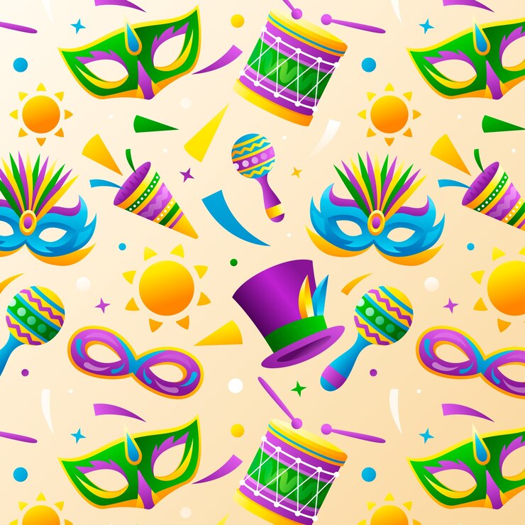 Vettore gratuito disegno del modello di carnevale brasiliano sfumato di carnevale