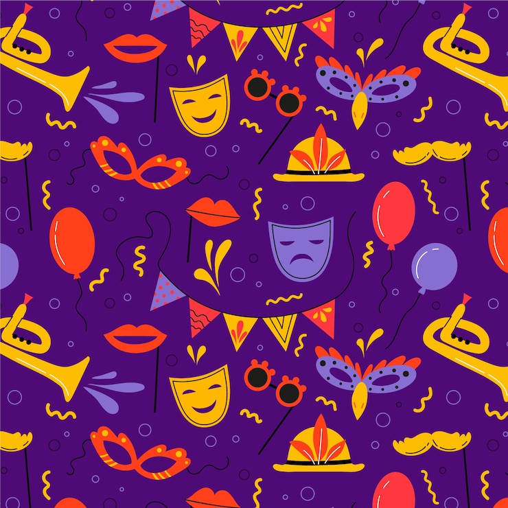 Vettore gratuito disegno del modello di carnevale piatto