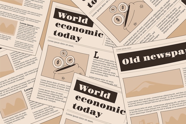 Disegno del modello di giornale vecchio disegnato a mano