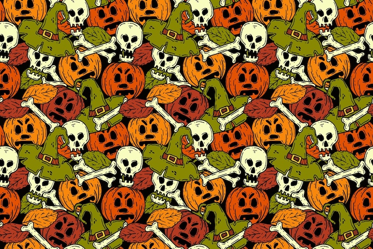 Vettore gratuito disegno del modello di halloween disegnato a mano