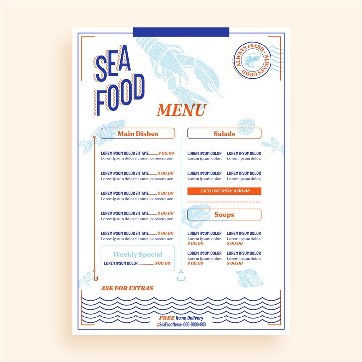 Vettore gratuito disegno del modello di menu disegnato a mano