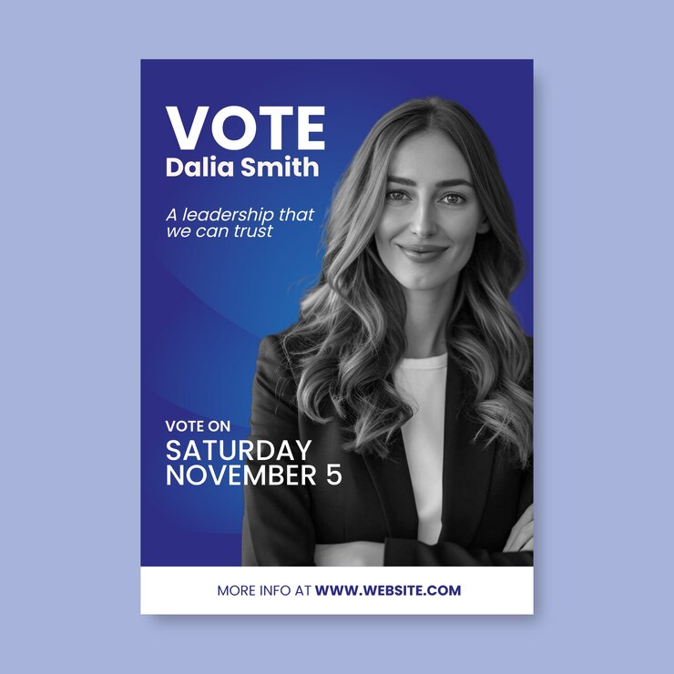 Vettore gratuito disegno del modello di poster elettorale per il voto