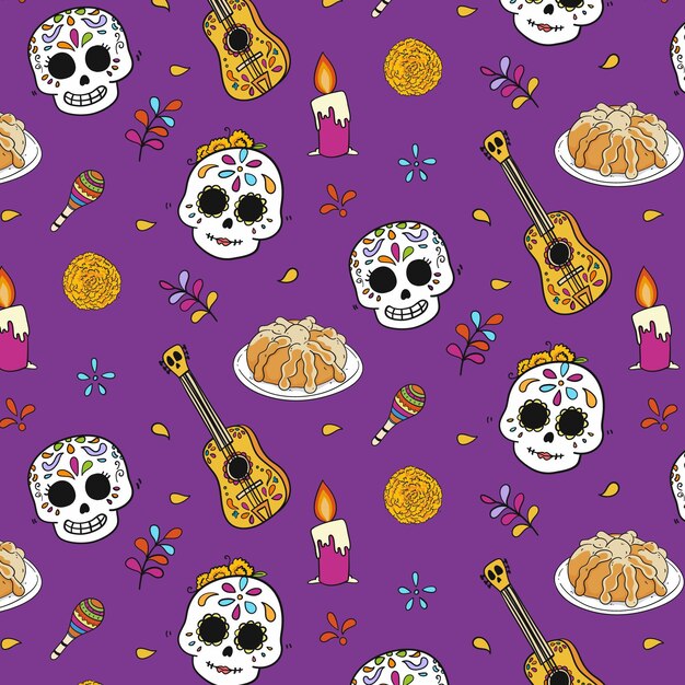 Disegno del modello dia de muertos disegnato a mano