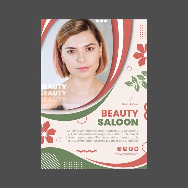 Disegno del modello flyer verticale salone di bellezza