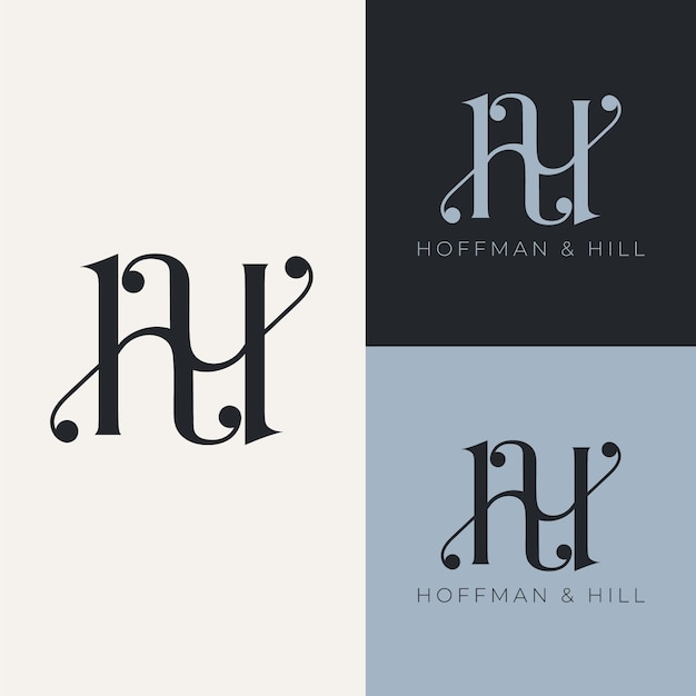 Disegno del monogramma del logo Hh