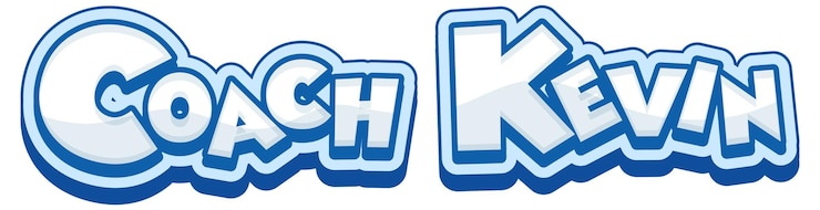 Vettore gratuito disegno del testo del logo dell'allenatore kevin