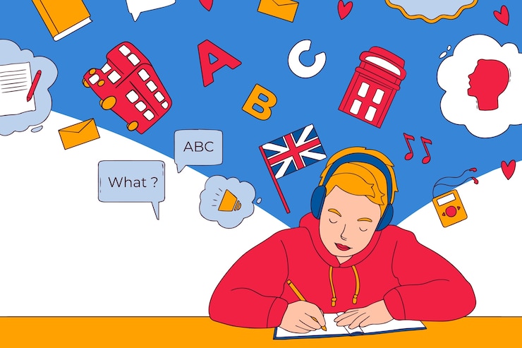 Vettore gratuito disegno dell'illustrazione della scuola inglese disegnata a mano