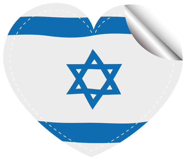 Vettore gratuito disegno della bandiera di israele su adesivo rotondo
