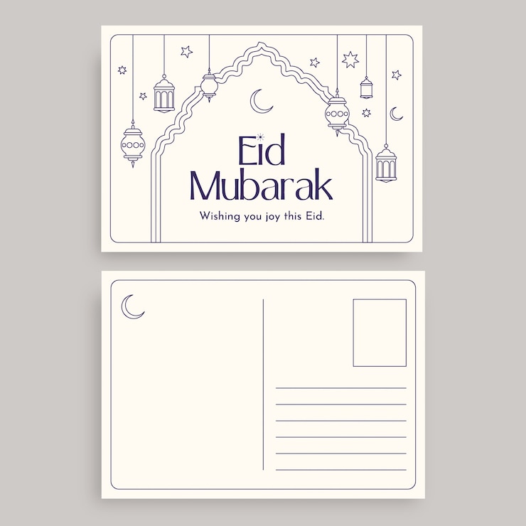 Vettore gratuito disegno della cartolina di eid mubarak