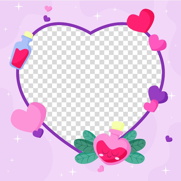 Vettore gratuito disegno della cornice per foto amore disegnato a mano