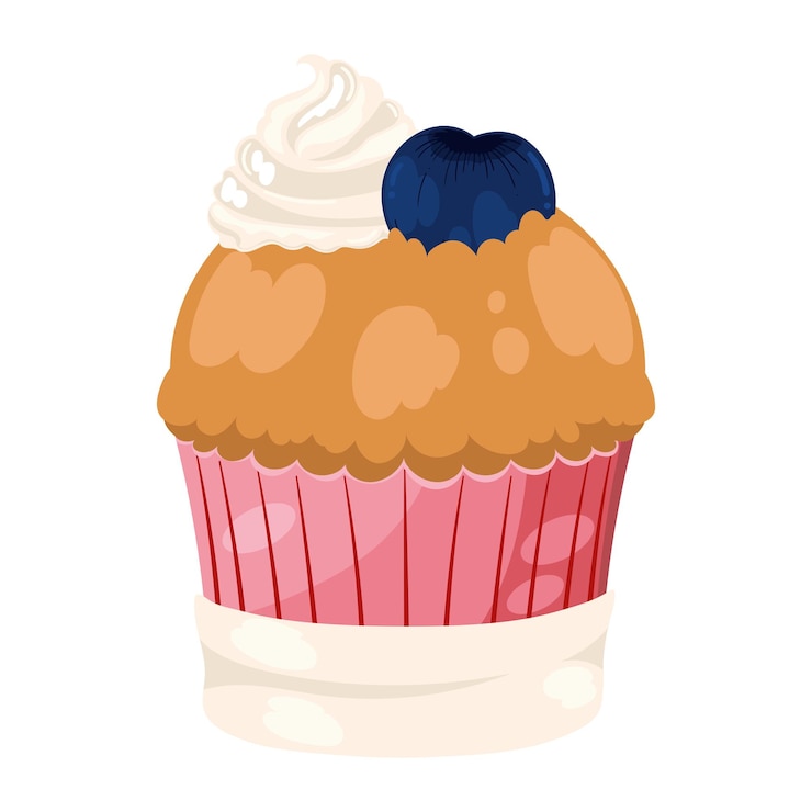 Vettore gratuito disegno di icona di cupcake su sfondo bianco